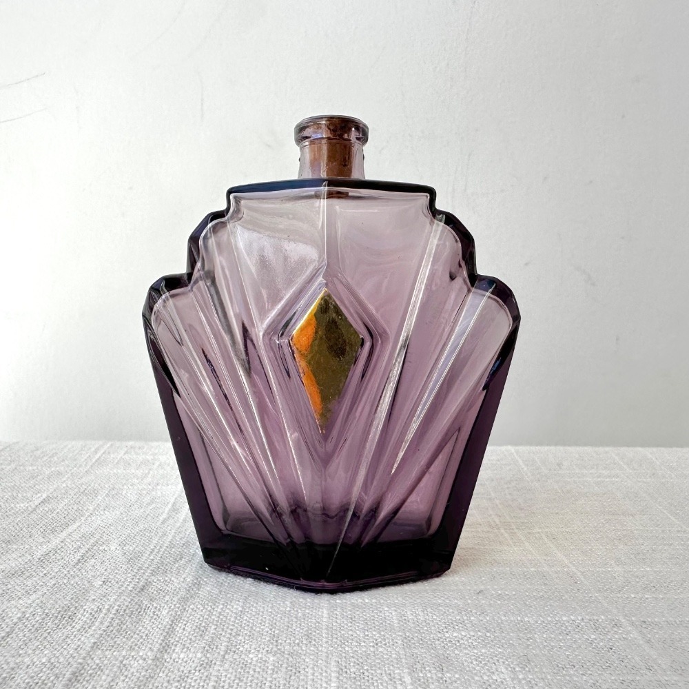 Vintage Elizabeth‎ Taylor Passion Art Deco Glass Perfume Bottle Vanity Decor